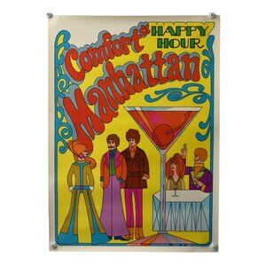 Vintage Southern Comfort Happy Hour Manhattan Poster 1960s Psychedelic Art